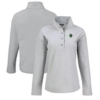 Women's Cutter & Buck Gray Hillsboro Hops Hunts Point Eco Textured Fleece Recycled Half-Snap Sweatshirt