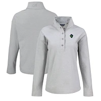 Women's Cutter & Buck Gray Hillsboro Hops Hunts Point Eco Textured Fleece Recycled Half-Snap Sweatshirt