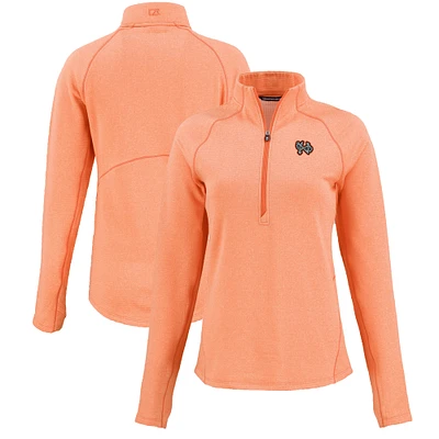 Women's Cutter & Buck Heather Norfolk Tides Peshastin Eco Fleece Recycled Half-Zip Pullover Top