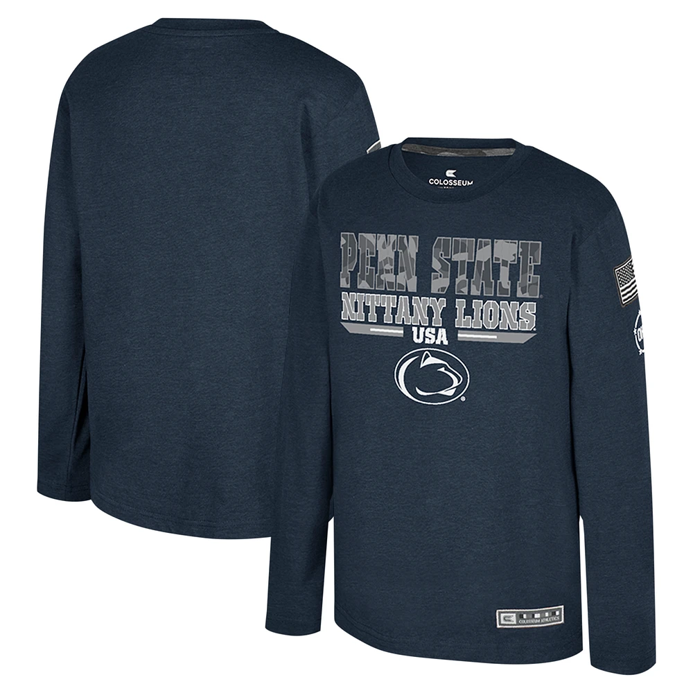 Youth Colosseum Heather Navy Penn State Nittany Lions OHT Military Appreciation Oorah Long Sleeve T-Shirt