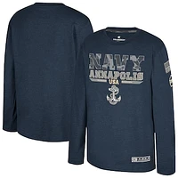 Youth Colosseum Heather Navy Midshipmen OHT Military Appreciation Oorah Long Sleeve T-Shirt