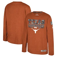 Youth Colosseum Heather Texas Orange Longhorns OHT Military Appreciation Oorah Long Sleeve T-Shirt