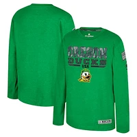 Youth Colosseum Heather Green Oregon Ducks OHT Military Appreciation Oorah Long Sleeve T-Shirt