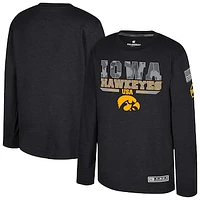 Youth Colosseum Heather Black Iowa Hawkeyes OHT Military Appreciation Oorah Long Sleeve T-Shirt