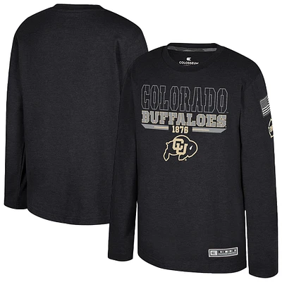 Youth Colosseum Heather Black Colorado Buffaloes OHT Military Appreciation Oorah Long Sleeve T-Shirt