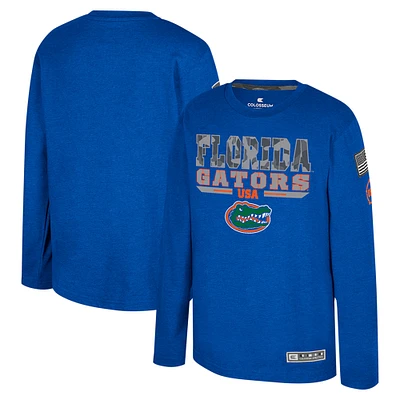 Youth Colosseum Heather Royal Florida Gators OHT Military Appreciation Oorah Long Sleeve T-Shirt