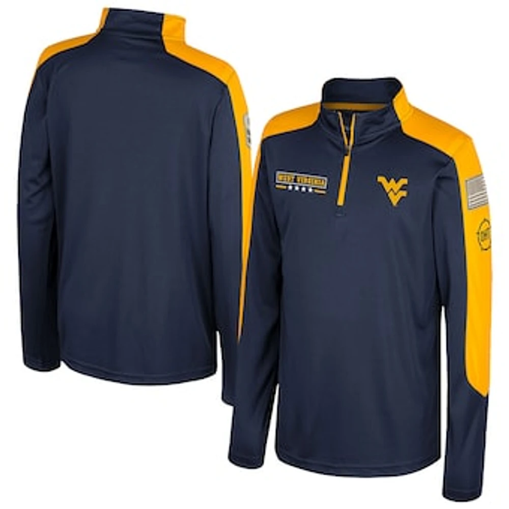 Youth Colosseum  Navy West Virginia Mountaineers OHT Military Appreciation Cyclone Quarter-Zip Windshirt