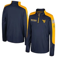 Youth Colosseum  Navy West Virginia Mountaineers OHT Military Appreciation Cyclone Quarter-Zip Windshirt