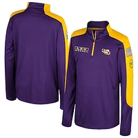 Youth Colosseum  Purple LSU Tigers OHT Military Appreciation Cyclone Quarter-Zip Windshirt