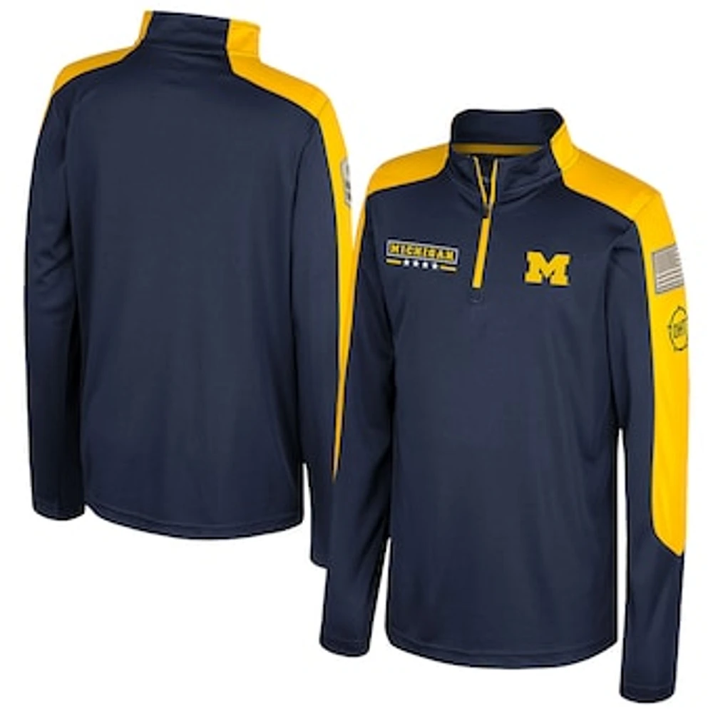 Youth Colosseum  Navy Michigan Wolverines OHT Military Appreciation Cyclone Quarter-Zip Windshirt