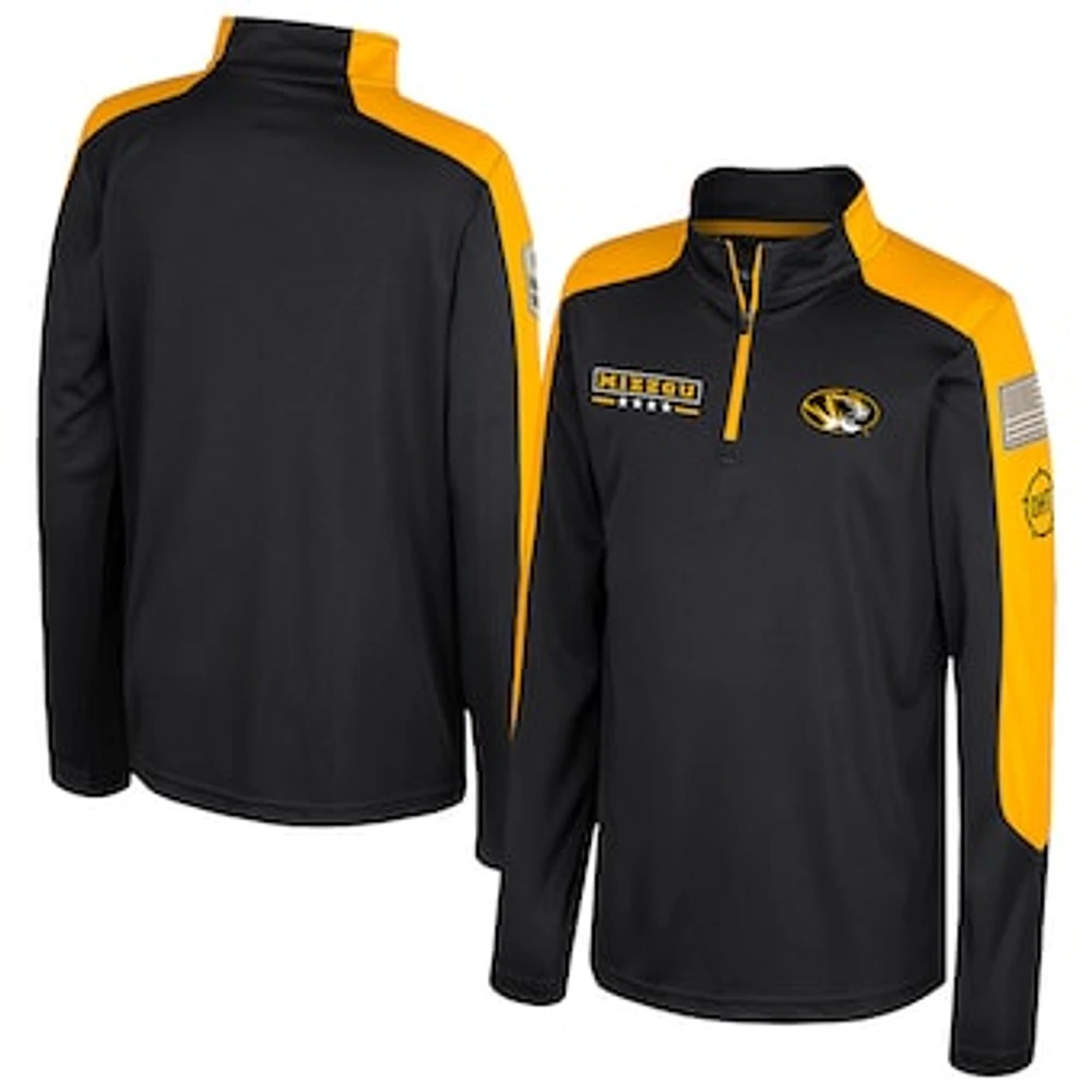 Youth Colosseum  Black Missouri Tigers OHT Military Appreciation Cyclone Quarter-Zip Windshirt