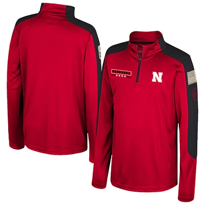 Youth Colosseum  Scarlet Nebraska Huskers OHT Military Appreciation Cyclone Quarter-Zip Windshirt