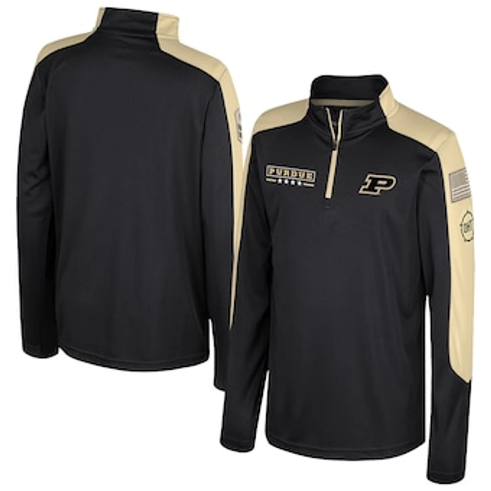 Youth Colosseum  Black Purdue Boilermakers OHT Military Appreciation Cyclone Quarter-Zip Windshirt