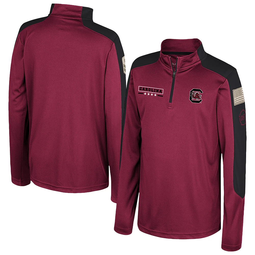 Youth Colosseum  Garnet South Carolina Gamecocks OHT Military Appreciation Cyclone Quarter-Zip Windshirt