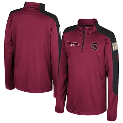 Youth Colosseum  Garnet South Carolina Gamecocks OHT Military Appreciation Cyclone Quarter-Zip Windshirt