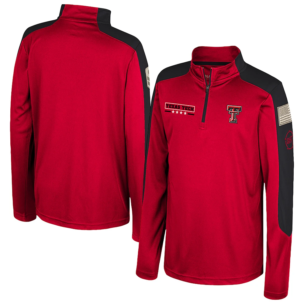 Youth Colosseum  Red Texas Tech Raiders OHT Military Appreciation Cyclone Quarter-Zip Windshirt