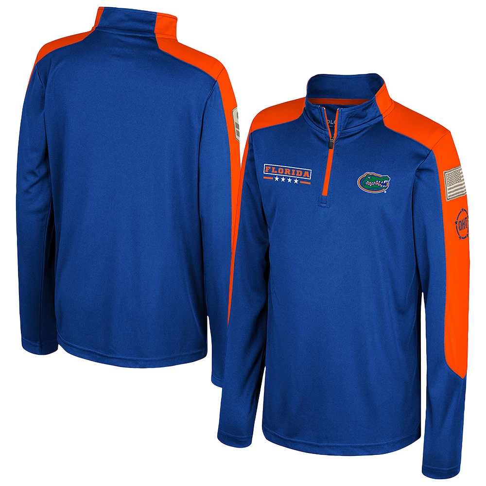 Youth Colosseum  Royal Florida Gators OHT Military Appreciation Cyclone Quarter-Zip Windshirt