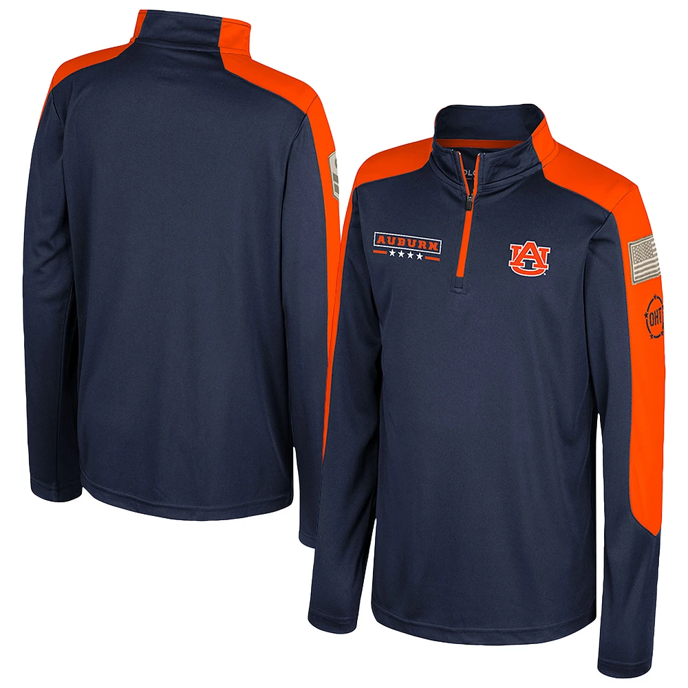 Youth Colosseum  Navy Auburn Tigers OHT Military Appreciation Cyclone Quarter-Zip Windshirt