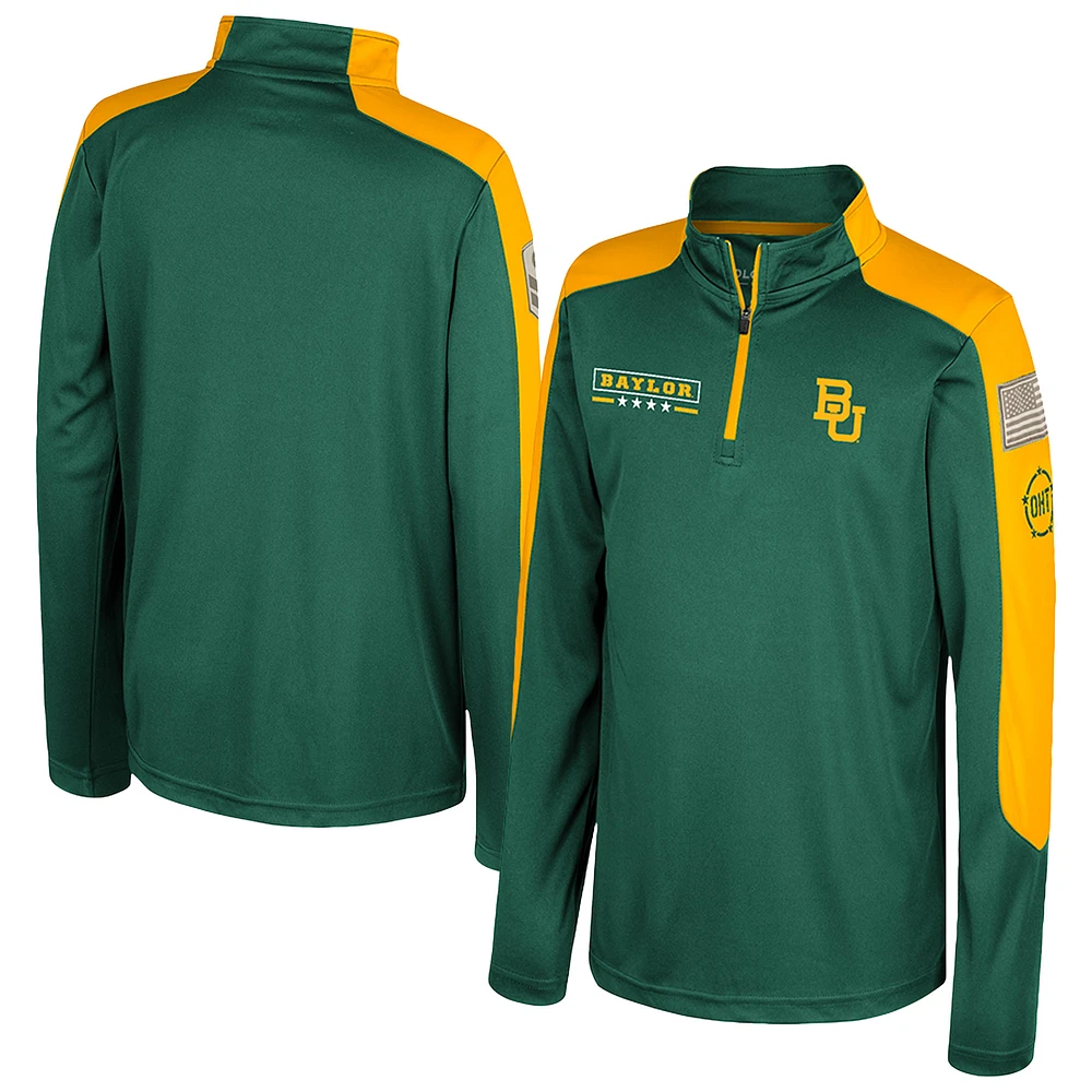 Youth Colosseum  Green Baylor Bears OHT Military Appreciation Cyclone Quarter-Zip Windshirt