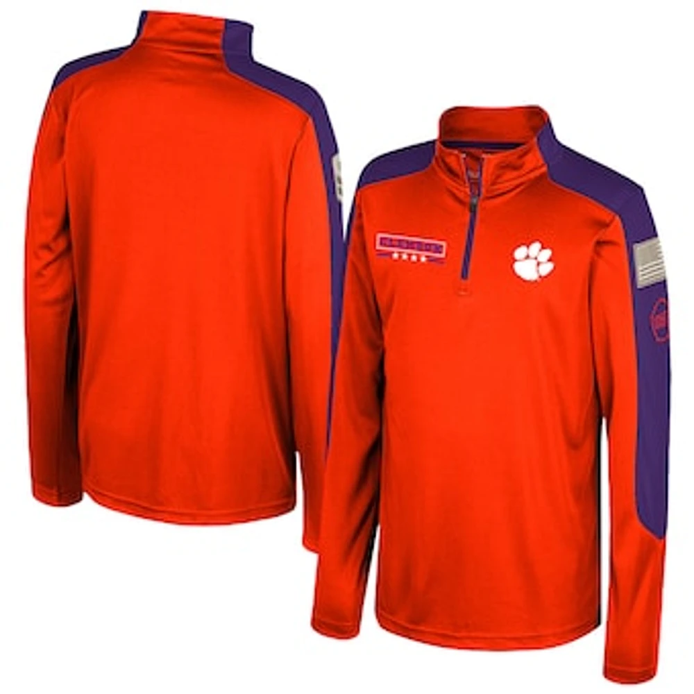 Youth Colosseum  Orange Clemson Tigers OHT Military Appreciation Cyclone Quarter-Zip Windshirt