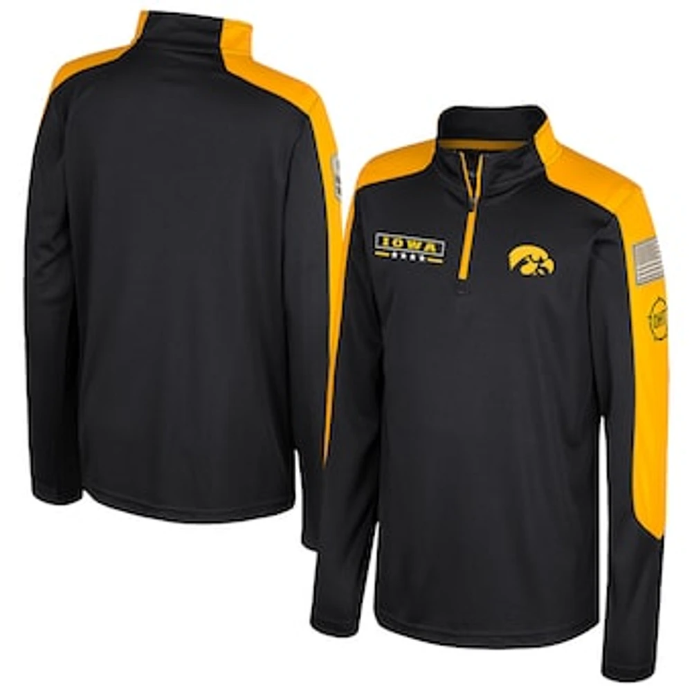 Youth Colosseum  Black Iowa Hawkeyes OHT Military Appreciation Cyclone Quarter-Zip Windshirt