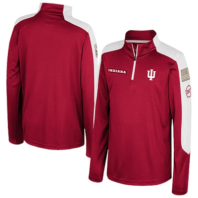 Youth Colosseum  Crimson Indiana Hoosiers OHT Military Appreciation Cyclone Quarter-Zip Windshirt