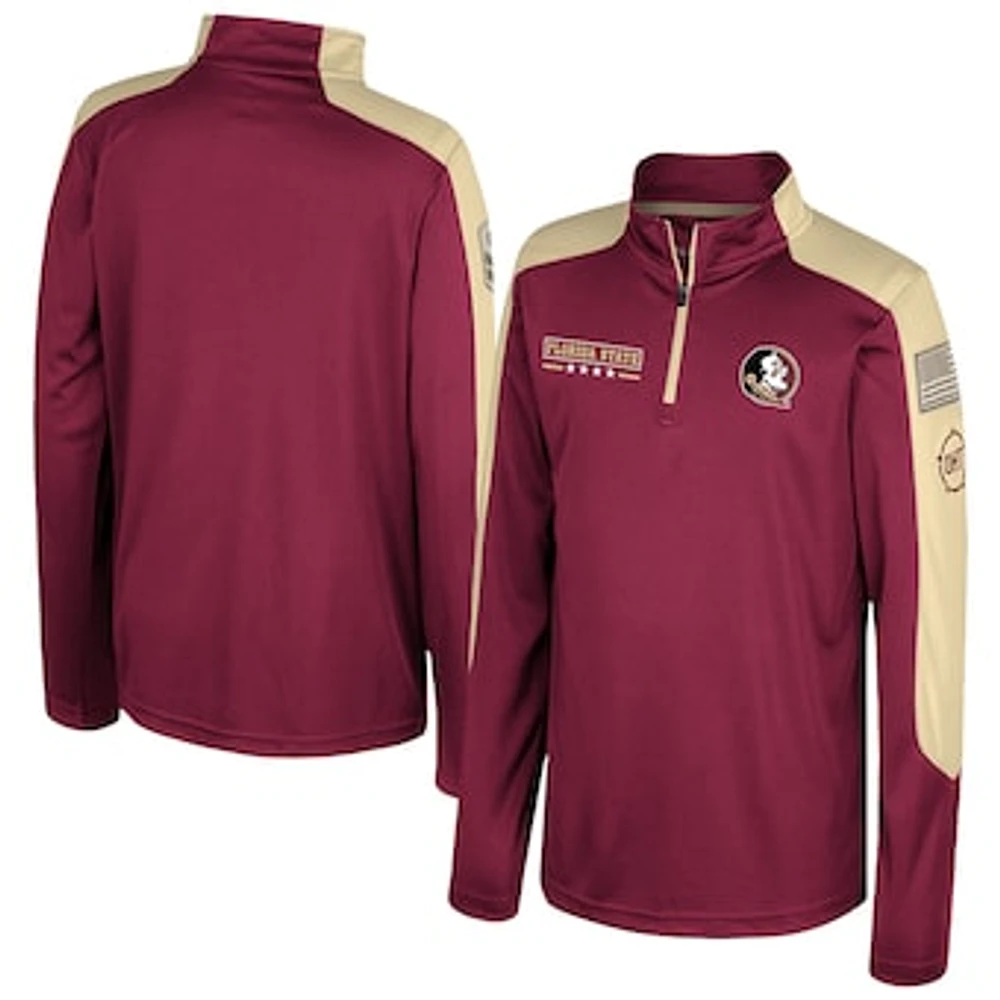 Youth Colosseum  Garnet Florida State Seminoles OHT Military Appreciation Cyclone Quarter-Zip Windshirt