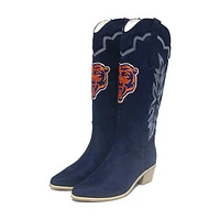 Women's Cuce  Navy Chicago Bears Rhinestone Faux Suede Cowboy Boots