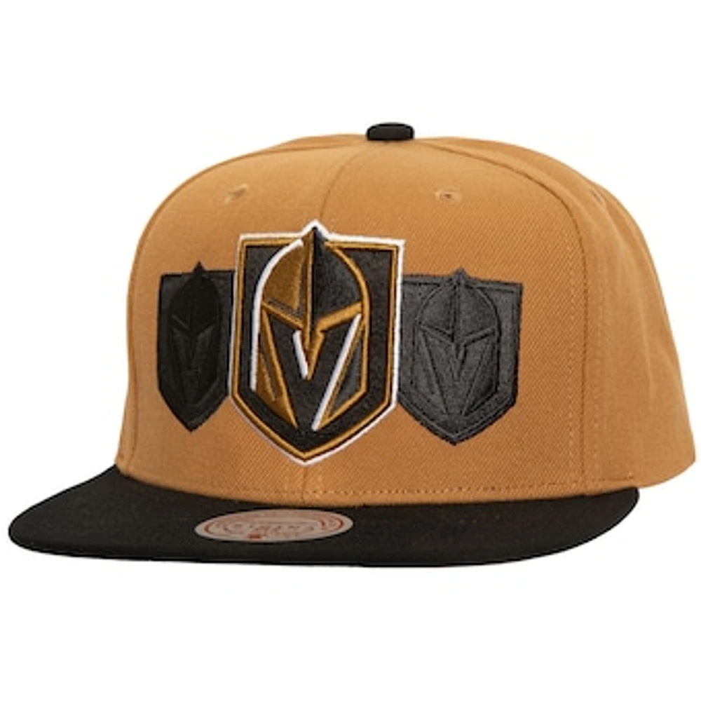 Men's Mitchell & Ness Gold Vegas Golden Knights Soul Triple Up Snapback Hat