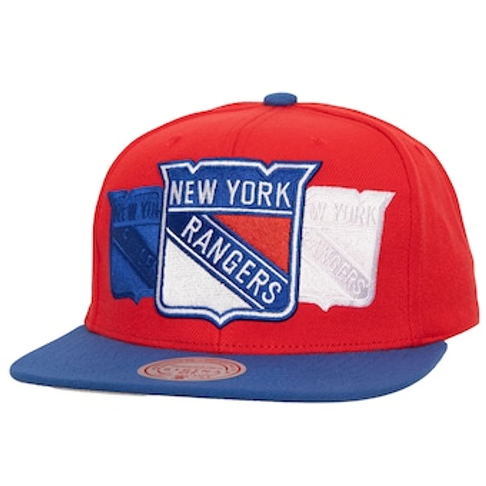 Men's Mitchell & Ness Red New York Rangers Soul Triple Up Snapback Hat