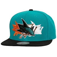 Men's Mitchell & Ness Teal San Jose Sharks Soul Triple Up Snapback Hat