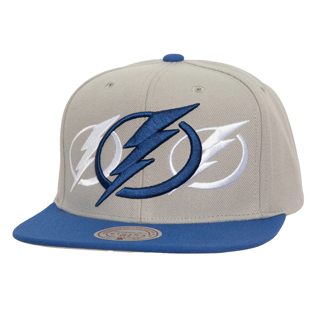 Men's Mitchell & Ness Gray Tampa Bay Lightning Soul Triple Up Snapback Hat