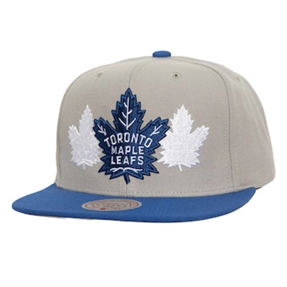 Men's Mitchell & Ness Gray Toronto Maple Leafs Soul Triple Up Snapback Hat