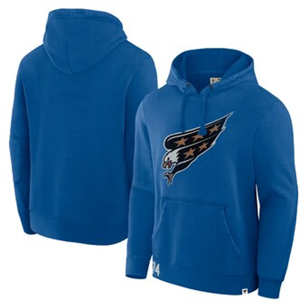 Men's Fanatics Blue Washington Capitals Decades Collection Tradition Fleece Pullover Hoodie