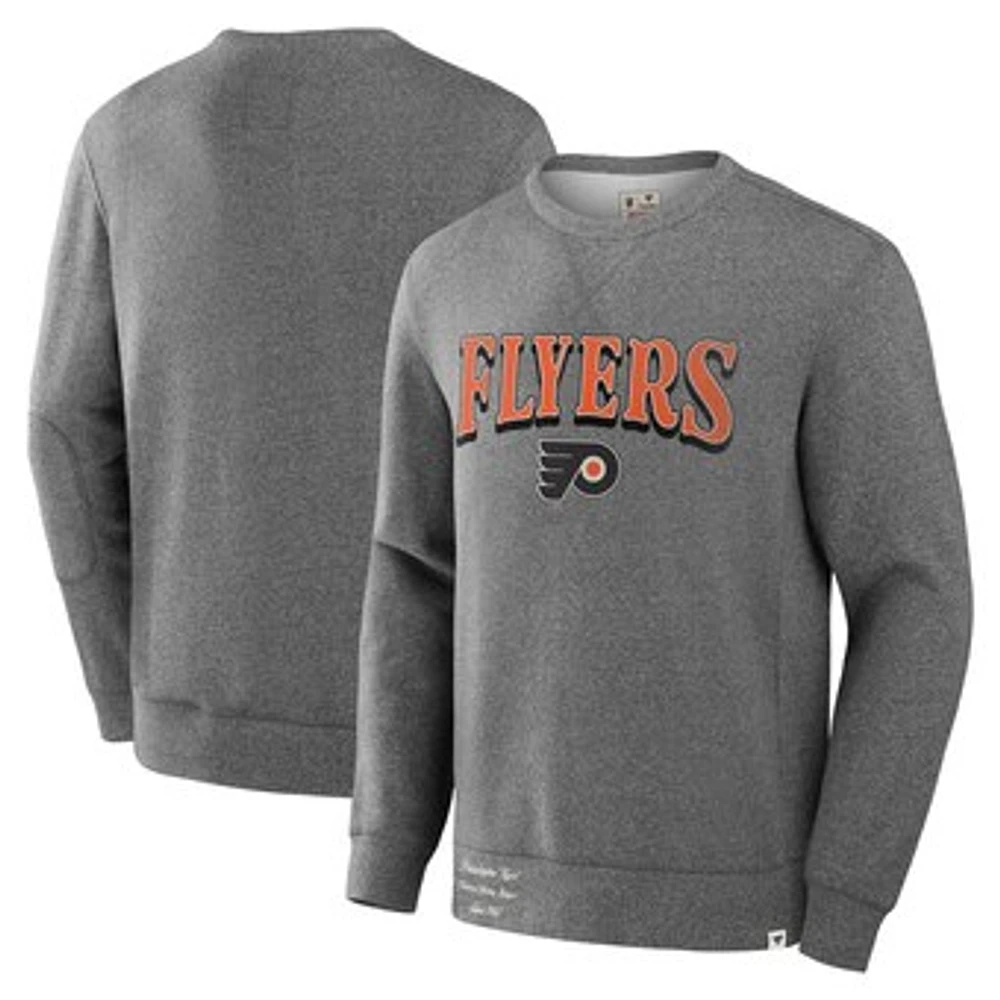 Men's Fanatics Heather Gray Philadelphia Flyers Decades Collection Legendary Fleece Pullover Sweatshirt