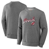 Men's Fanatics Heather Gray New Jersey Devils Decades Collection Legendary Fleece Pullover Sweatshirt