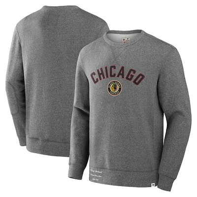 Men's Fanatics Heather Gray Chicago Blackhawks Decades Collection Legendary Fleece Pullover Sweatshirt