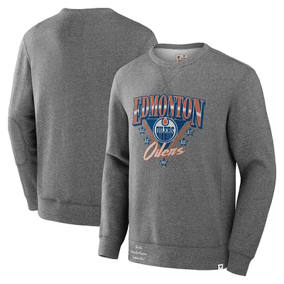 Men's Fanatics Heather Gray Edmonton Oilers Decades Collection Legendary Fleece Pullover Sweatshirt