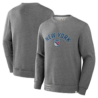 Men's Fanatics Heather Gray New York Rangers Decades Collection Legendary Fleece Pullover Sweatshirt