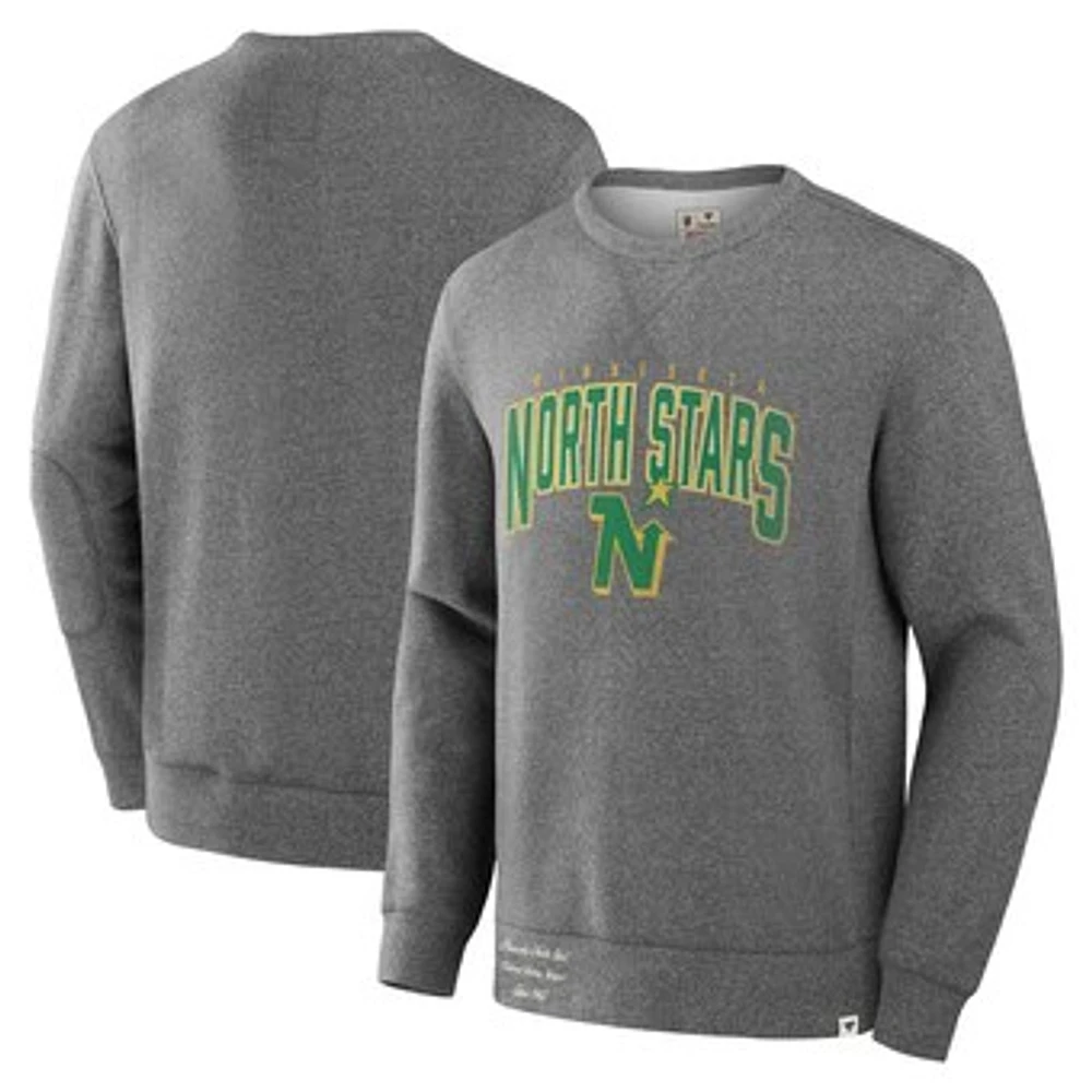 Men's Fanatics Heather Gray Minnesota North Stars Decades Collection Legendary Fleece Pullover Sweatshirt