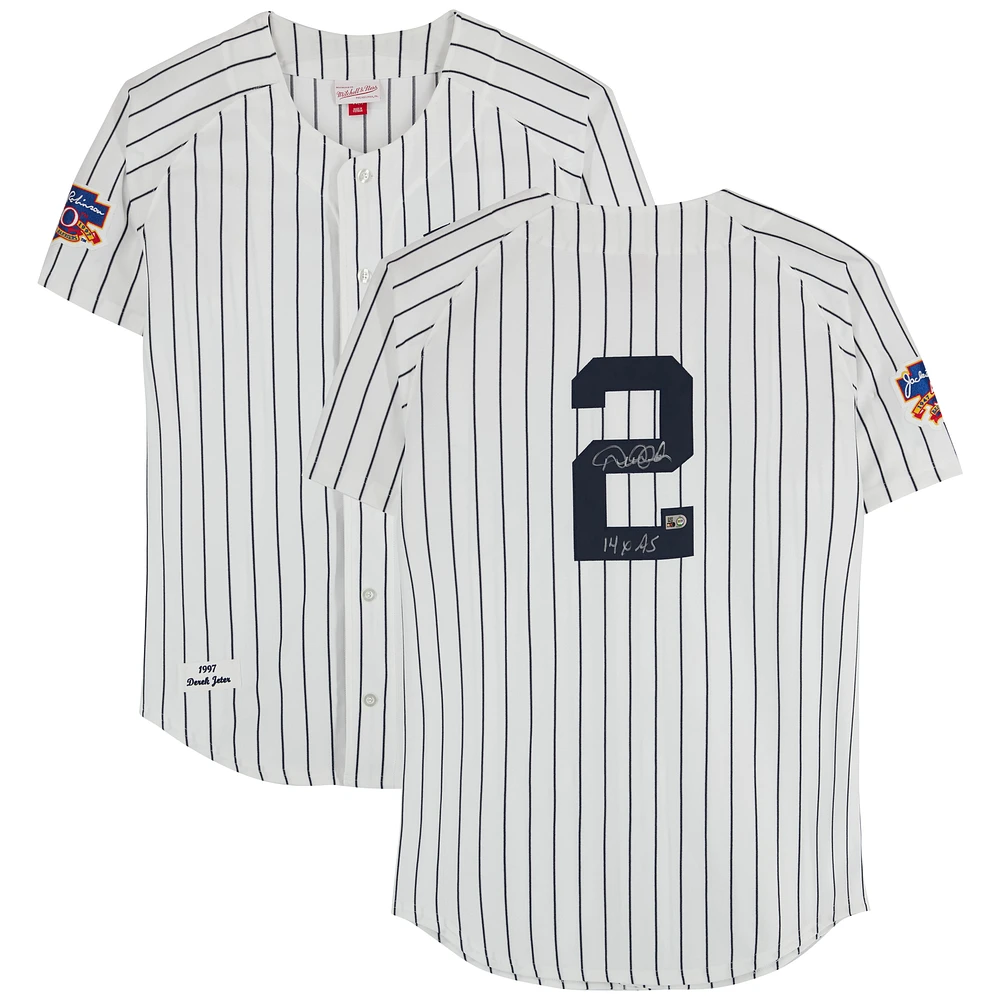 Derek Jeter New York Yankees Autographed White Mitchell & Ness 1997 Authentic Jersey with "14x AS" Inscription