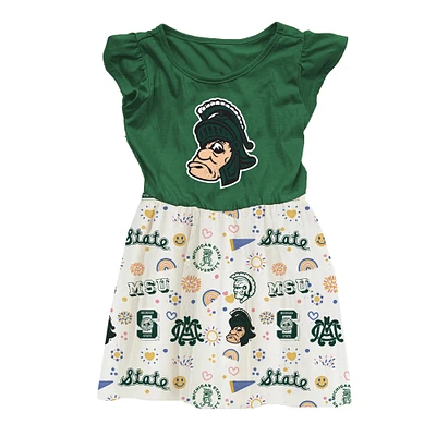 Toddler Wes & Willy  Green Michigan State Spartans Vault Princess Dress