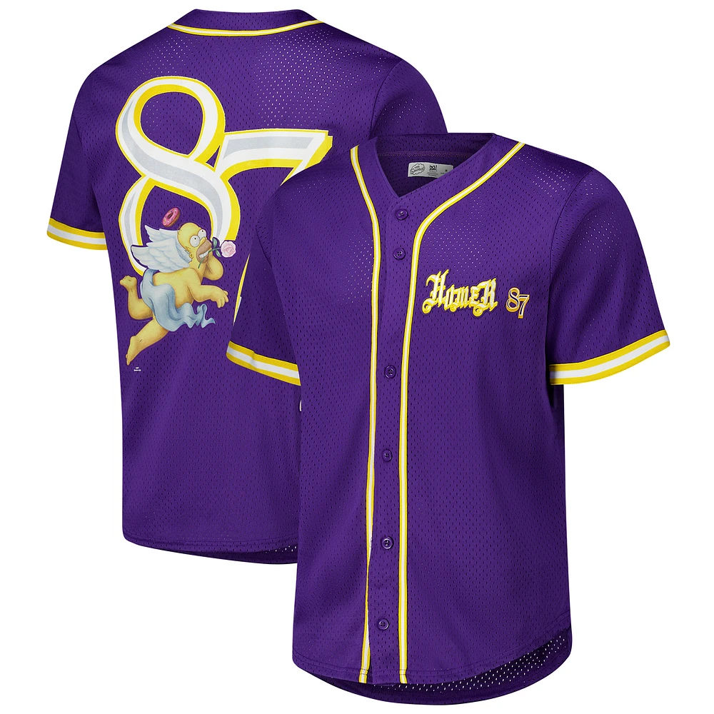 Men's Freeze Max Purple The Simpsons Homer '87 Baseball Jersey