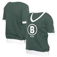 Women's New Era  Green Boston Red Sox 2025 City Connect Rhinestone V-Neck T-Shirt