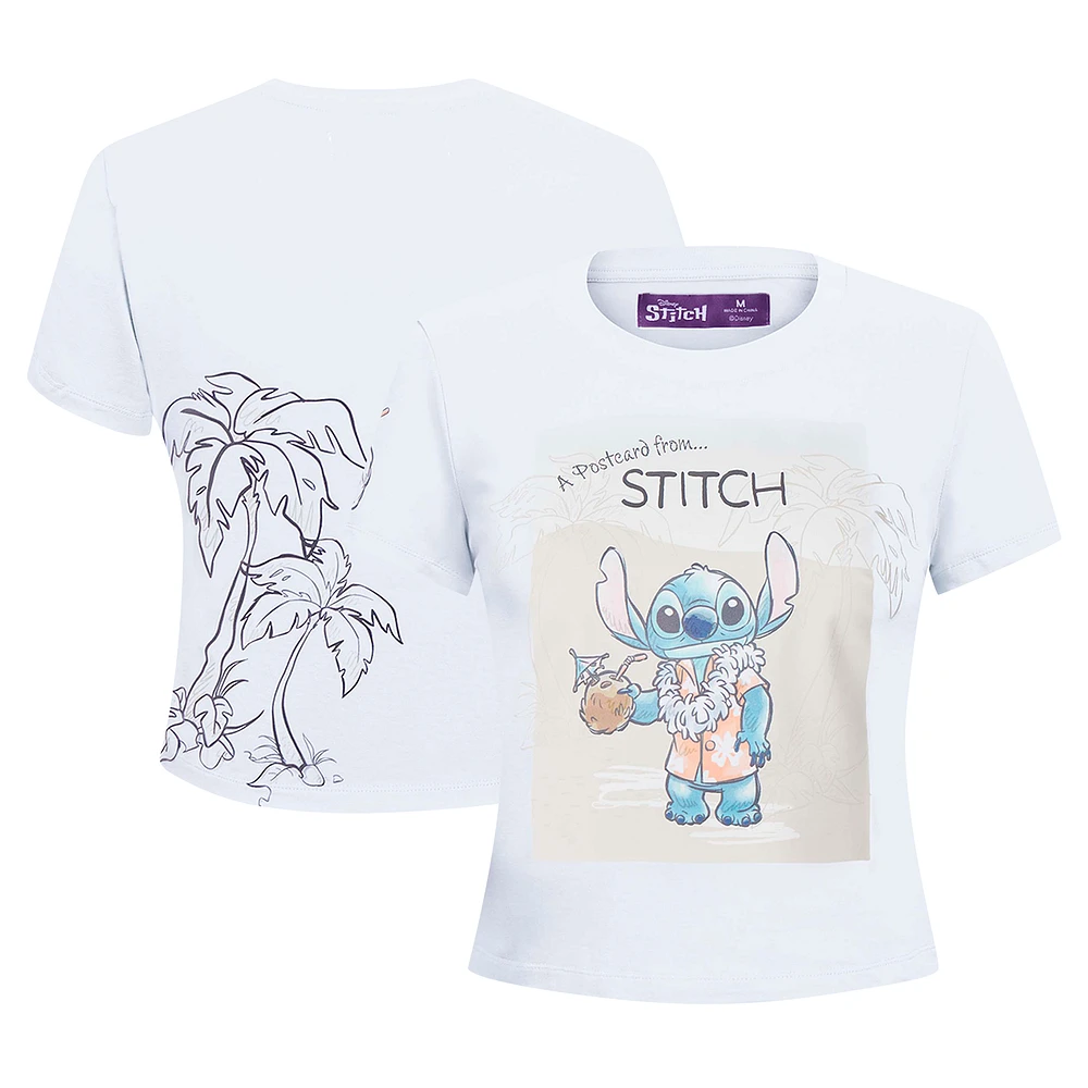 Women's Freeze Max White Lilo and Stitch Postcard Baby Doll T-Shirt