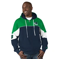 Men's Starter  Navy/Green Vancouver Canucks Power Forward Full-Zip Hoodie