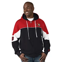 Men's Starter  Black/Red Ottawa Senators Power Forward Full-Zip Hoodie