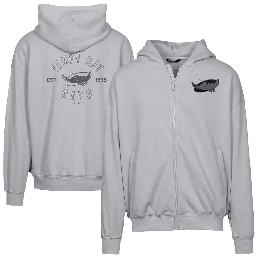 Men's Levelwear Gray Tampa Bay Rays Uphill Abyssal Full-Zip Hoodie