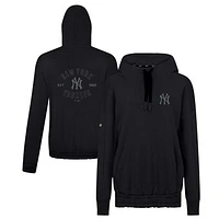 Women's Levelwear Black New York Yankees Waterfall Nightfall Drop Shoulder Pullover Hoodie