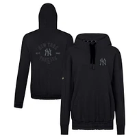 Women's Levelwear Black New York Yankees Waterfall Nightfall Drop Shoulder Pullover Hoodie